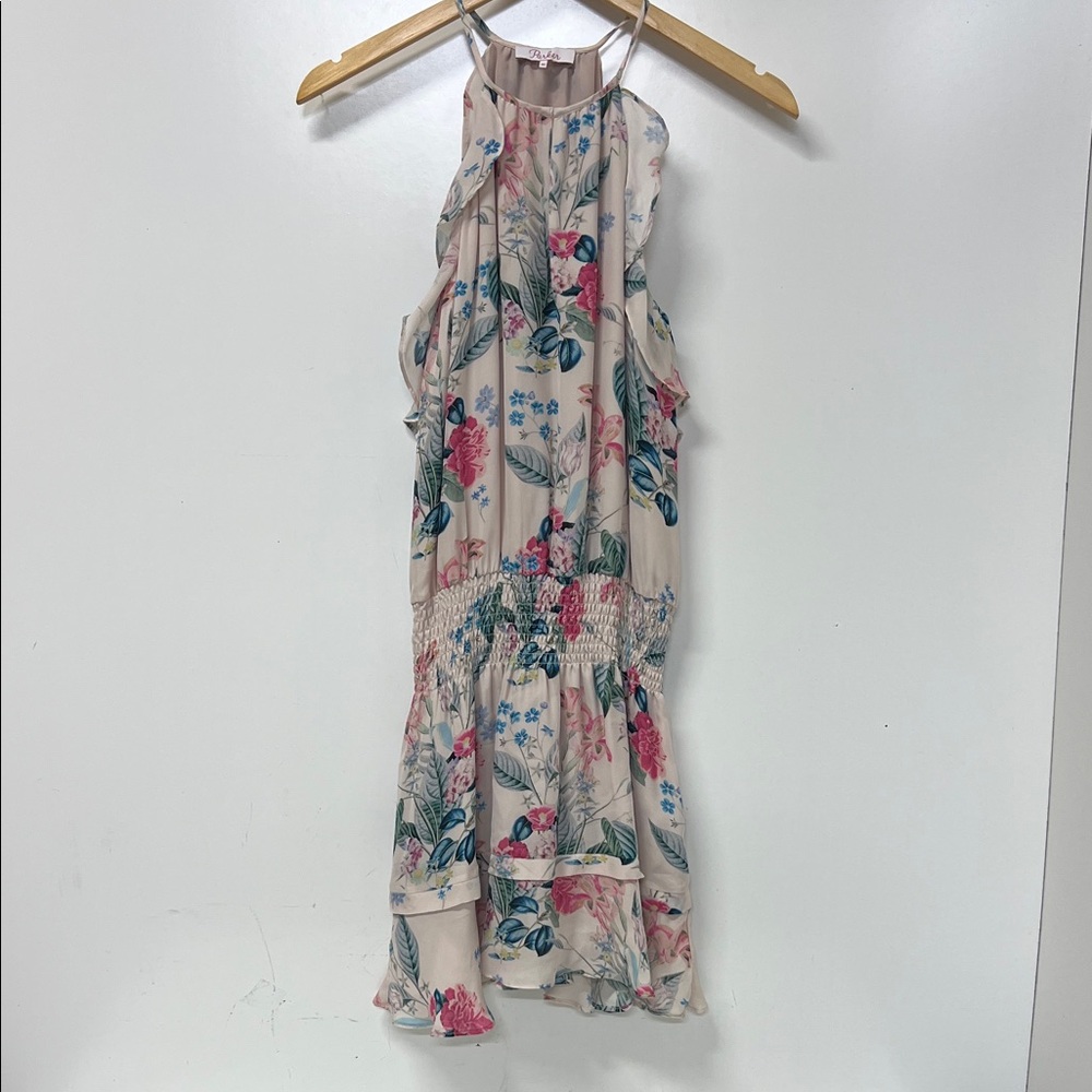Parker Floral Halter Mini Dress, XS, Key Hole Neck line